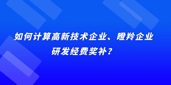 如何計(jì)算高新技術(shù)企業(yè)、瞪羚企業(yè)研發(fā)經(jīng)費(fèi)獎(jiǎng)補(bǔ)？用實(shí)際例子說(shuō)明