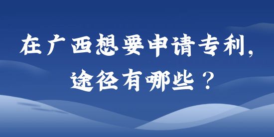 在廣西想要申請專利，途徑有哪些？